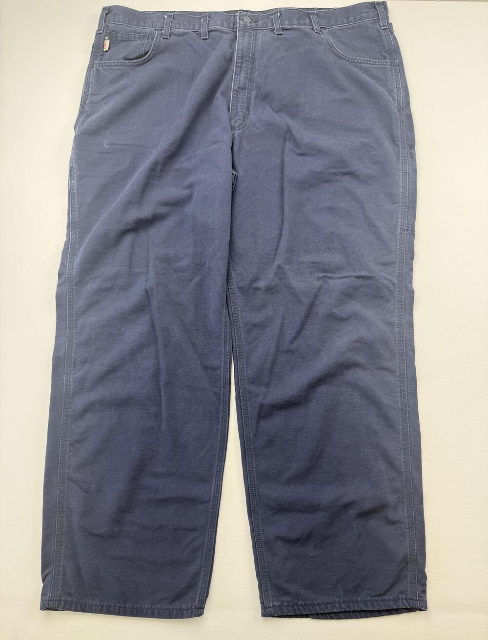 Carhartt Pants Mens 46x32 Blue Flame Resistant Denim Workwear Carpenter FRB159